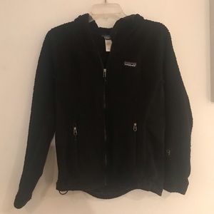 Women’s Patagonia Black Hooded Fleece Zip Jacket